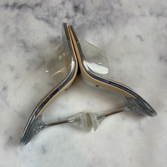 Tony Bianco Serri Clear Vinyl Hourglass Heel Mule Sandals Glam Heels Sz 7 - Picture 9 of 12